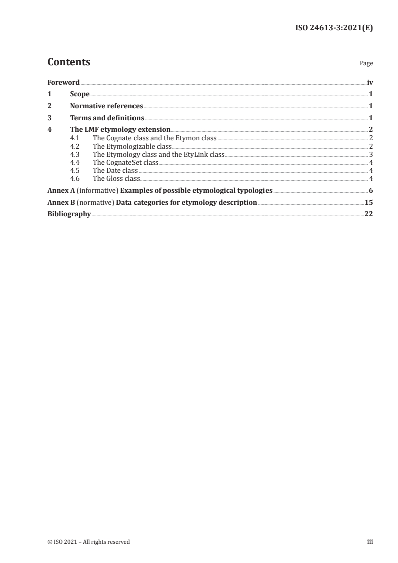 ISO 24613-3:2021 ISO 24613-3:2021 - Language resource management — Lexical markup framework (LMF) — Part 3: Etymological extension/31/2021 - Page 3 preview