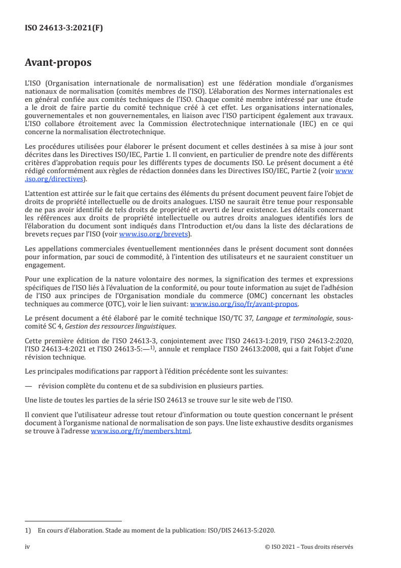 ISO 24613-3:2021 ISO 24613-3:2021 - Gestion des ressources linguistiques — Cadre de balisage lexical (LMF) — Partie 3: Extension étymologique/31/2021 - Page 4 preview
