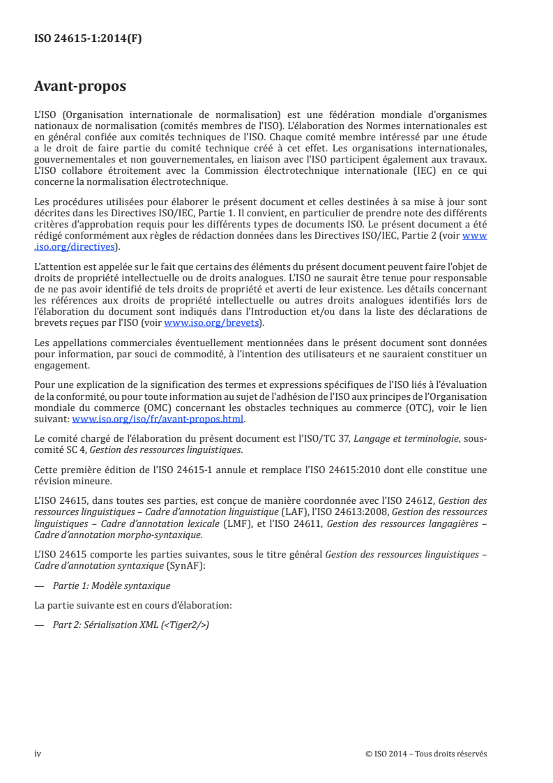 SIST ISO 24615-1:2018 ISO 24615-1:2014 - Gestion de ressources linguistiques — Cadre d'annotation syntaxique (SynAF) — Partie 1: Modèle syntaxique/20/2018 - Page 4 preview