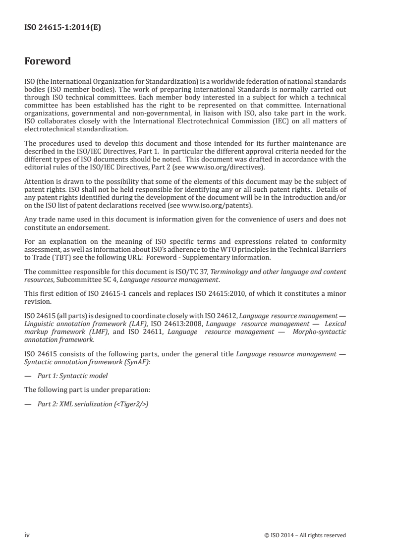 SIST ISO 24615-1:2018 ISO 24615-1:2014 - Language resource management — Syntactic annotation framework (SynAF) — Part 1: Syntactic model/5/2014 - Page 4 preview