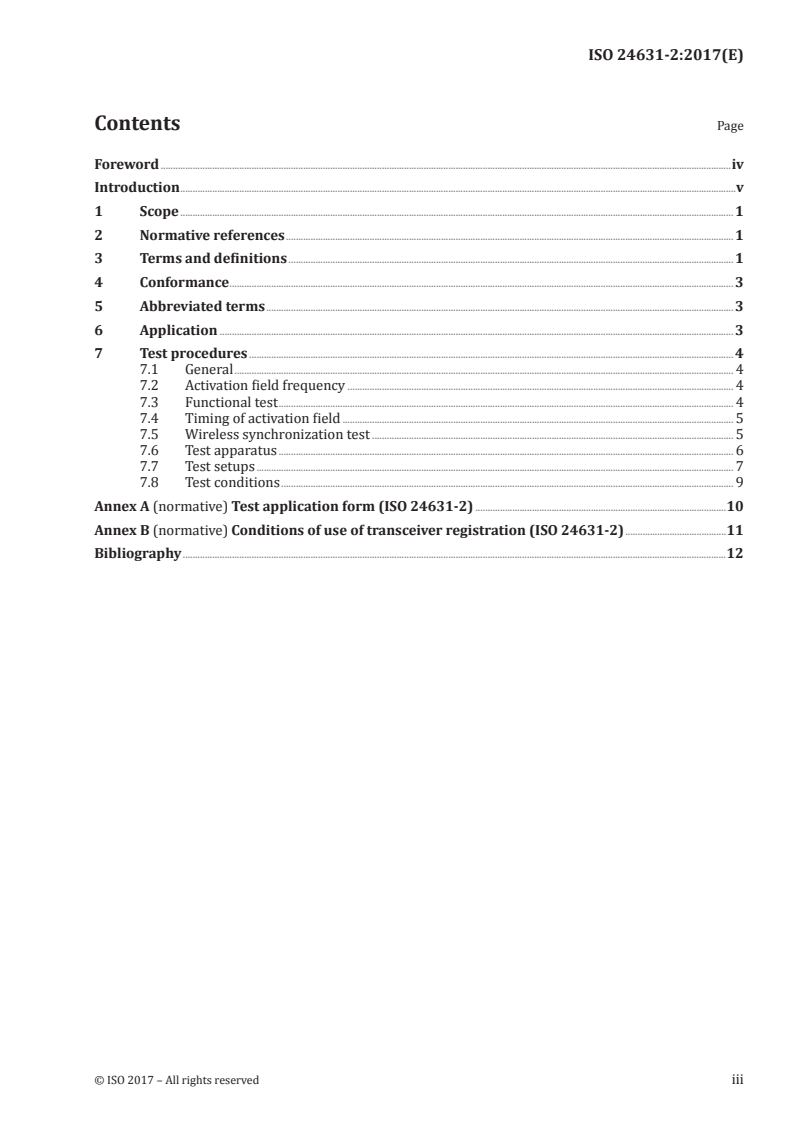 ISO 24631-2:2017 ISO 24631-2:2017 - Radiofrequency identification of animals — Part 2: Evaluation of conformance of RFID transceivers with ISO 11784 and ISO 11785/15/2017 - Page 3 preview