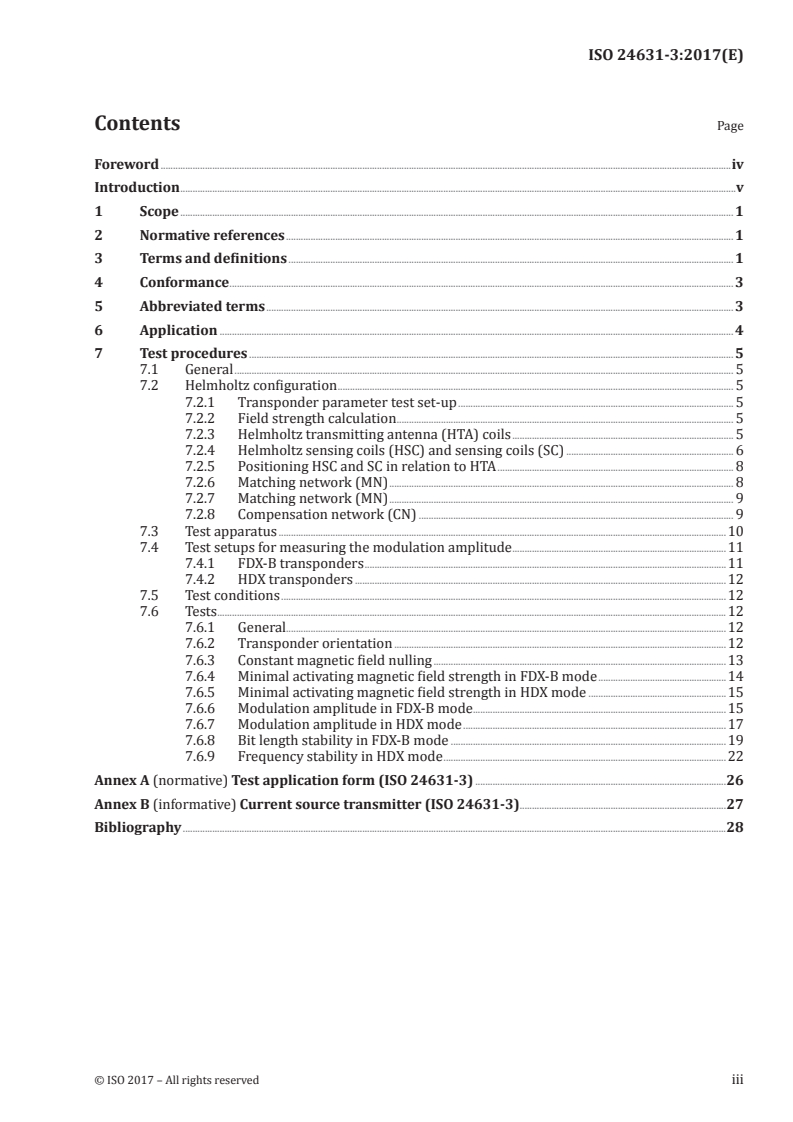 ISO 24631-3:2017 ISO 24631-3:2017 - Radiofrequency identification of animals — Part 3: Evaluation of performance of RFID transponders conforming with ISO 11784 and ISO 11785/15/2017 - Page 3 preview