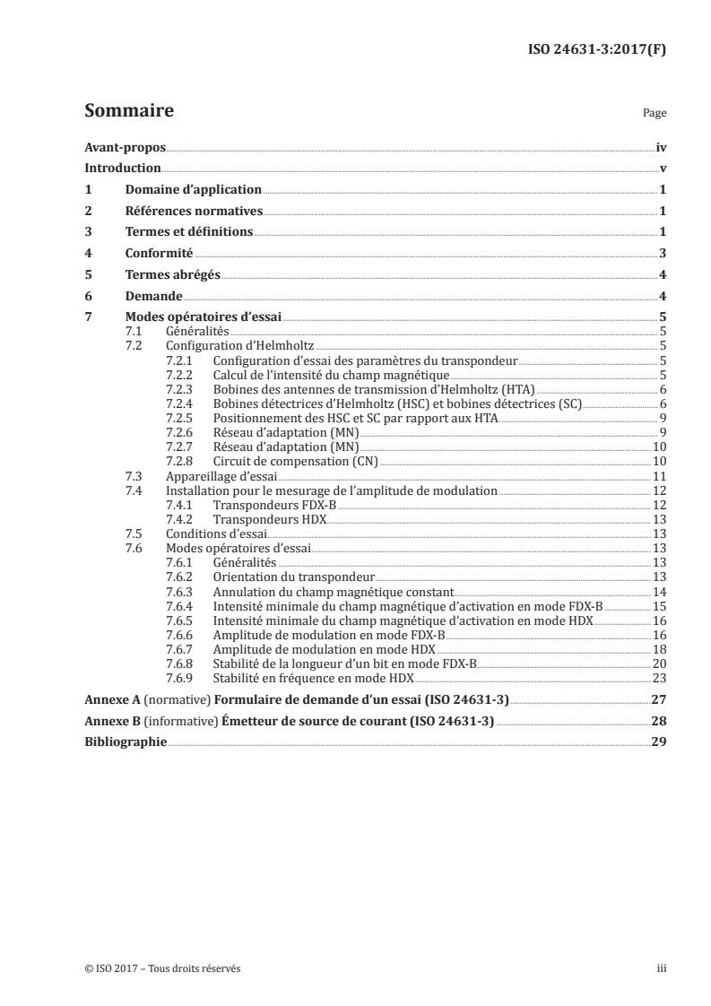 ISO 24631-3:2017 ISO 24631-3:2017 - Identification des animaux par radiofréquence — Partie 3: Évaluation de la performance des transpondeurs RFID conformes à l'ISO 11784 et à l'ISO 11785/15/2017 - Page 3 preview