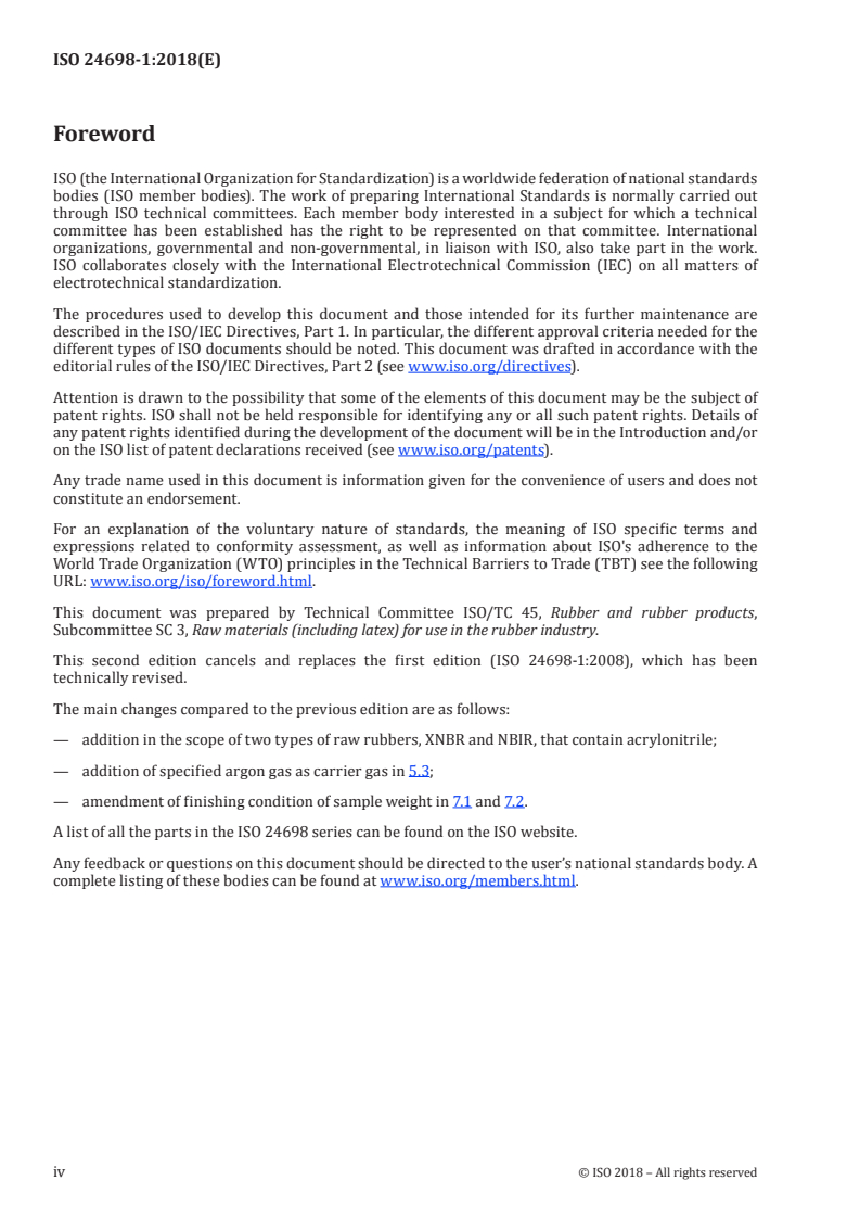 ISO 24698-1:2018 ISO 24698-1:2018 - Rubber, raw — Determination of bound acrylonitrile content in acrylonitrile-butadiene rubber (NBR) — Part 1: Combustion (Dumas) method
Released:9/28/2018 - Page 4 preview
