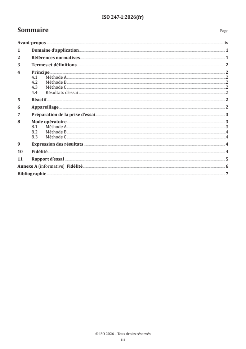 ISO 247-1:2026 ISO 247-1:2026 - Caoutchouc — Détermination du taux de cendres — Partie 1: Technique de combustion sèche - Page 3 preview