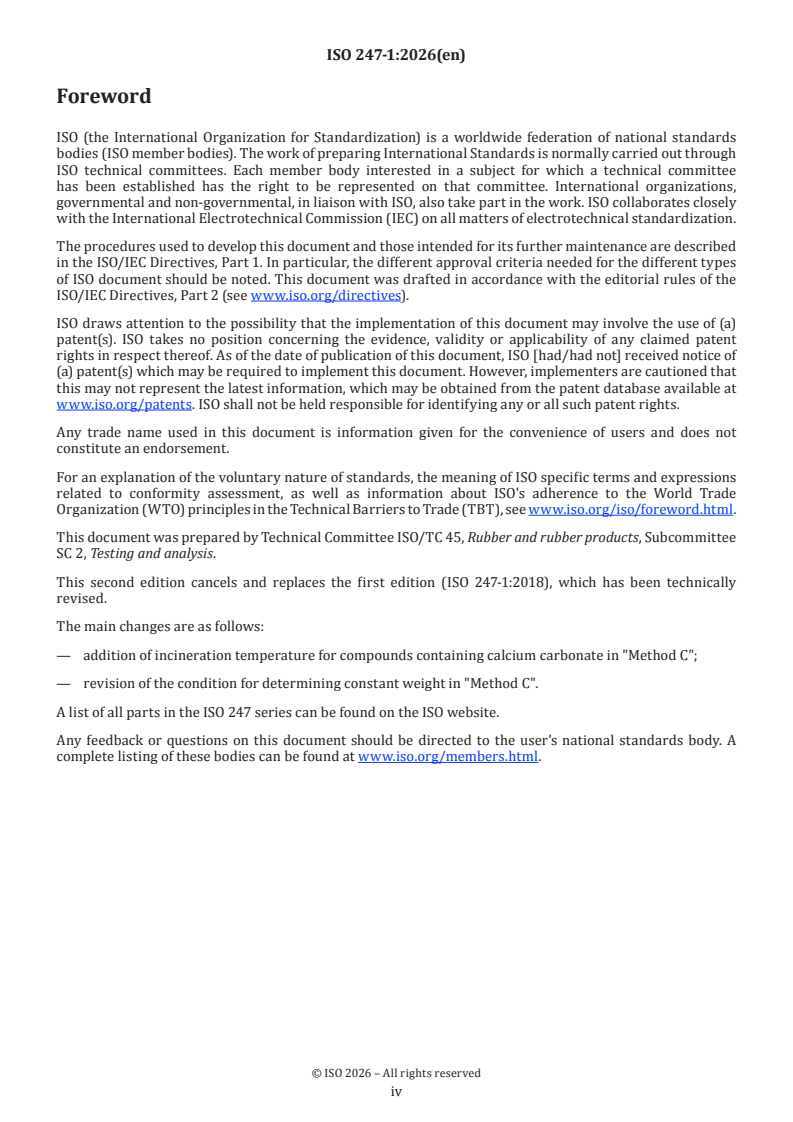 ISO 247-1:2026 ISO 247-1:2026 - Rubber — Determination of ash — Part 1: Combustion method - Page 4 preview