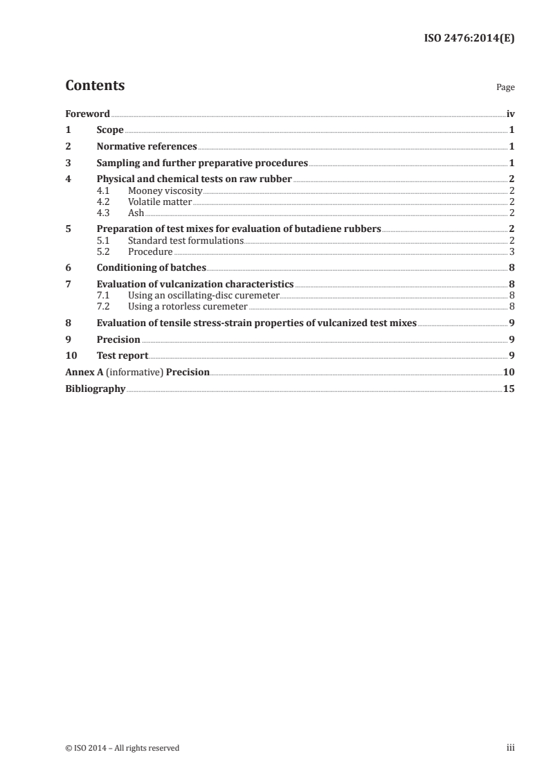 ISO 2476:2014 ISO 2476:2014 - Butadiene rubber (BR) — Solution-polymerized types — Evaluation procedures/18/2014 - Page 3 preview