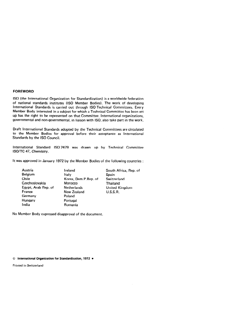 ISO 2479:1972 ISO 2479:1972 - Sodium chloride for industrial use — Determination of matter insoluble in water or in acid and preparation of principal solutions for other determinations/1/1972 - Page 2 preview