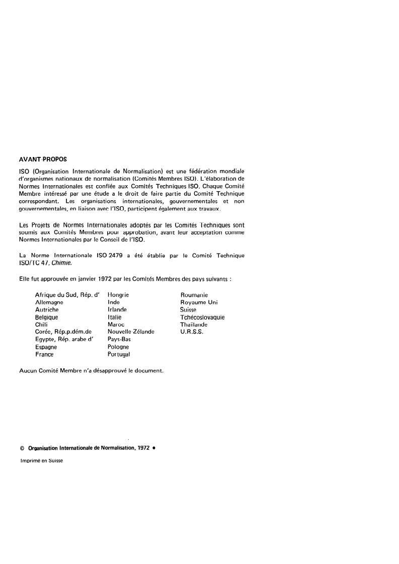ISO 2479:1972 ISO 2479:1972 - Chlorure de sodium à usage industriel — Détermination des matières insolubles dans l'eau ou dans l'acide et préparation des solutions principales pour l'exécution des dosages/1/1972 - Page 2 preview