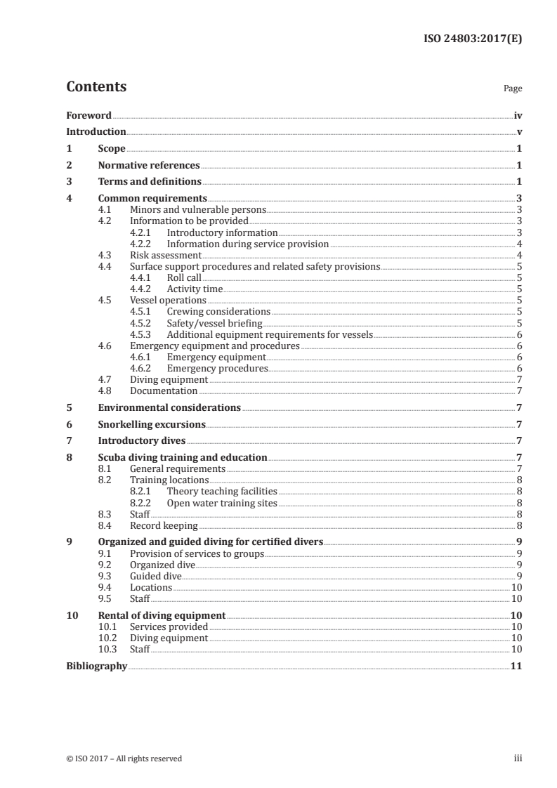 ISO 24803:2017 ISO 24803:2017 - Recreational diving services — Requirements for recreational diving providers/8/2017 - Page 3 preview