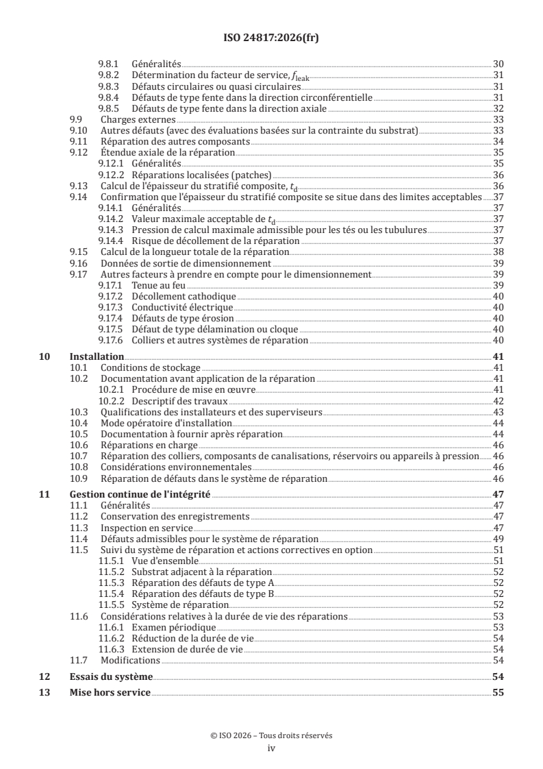 ISO 24817:2026 ISO 24817:2026 - Industries du petrole et du gaz, y compris les énergies à faible teneur en carbone — Reparations en materiau composite pour tuyauterie — Conformite aux exigences de performance et conception, installation, essai et gestion de l’intégrité - Page 4 preview