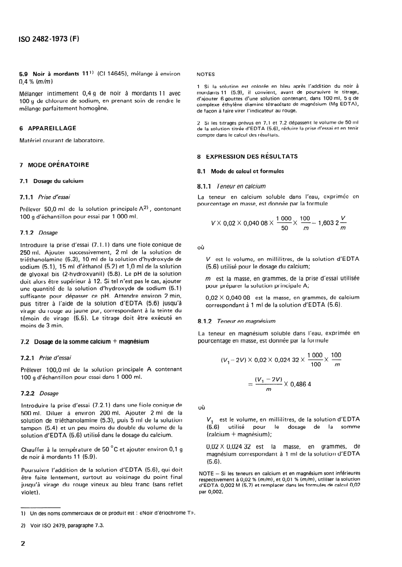 ISO 2482:1973 ISO 2482:1973 - Chlorure de sodium à usage industriel — Dosage du calcium et du magnésium — Méthodes complexométriques à l'EDTA/1/1973 - Page 4 preview