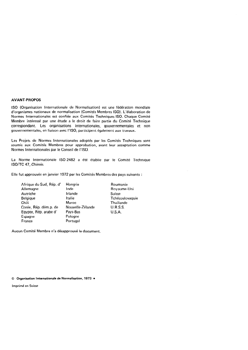 ISO 2482:1973 ISO 2482:1973 - Chlorure de sodium à usage industriel — Dosage du calcium et du magnésium — Méthodes complexométriques à l'EDTA/1/1973 - Page 2 preview