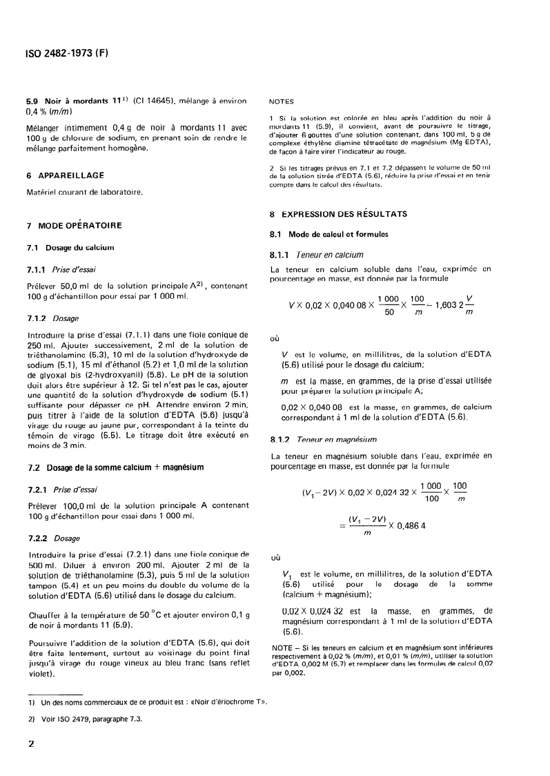 ISO 2482:1973 ISO 2482:1973 - Chlorure de sodium à usage industriel — Dosage du calcium et du magnésium — Méthodes complexométriques à l'EDTA/1/1973 - Page 4 preview