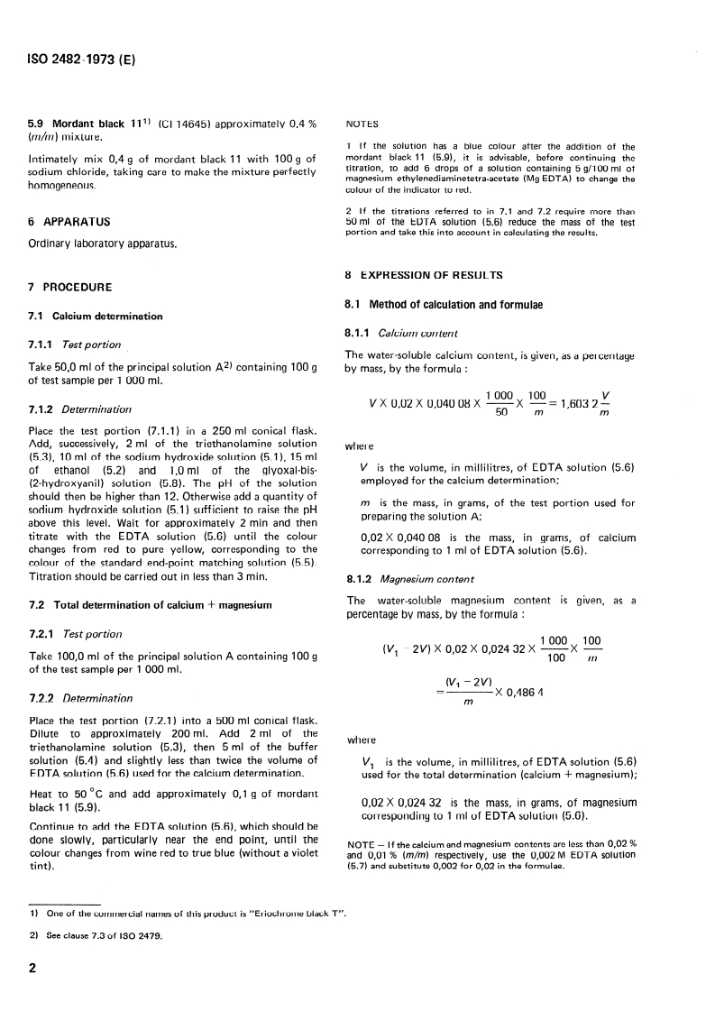 ISO 2482:1973 ISO 2482:1973 - Sodium chloride for industrial use — Determination of calcium and magnesium contents — EDTA complexometric methods/1/1973 - Page 4 preview