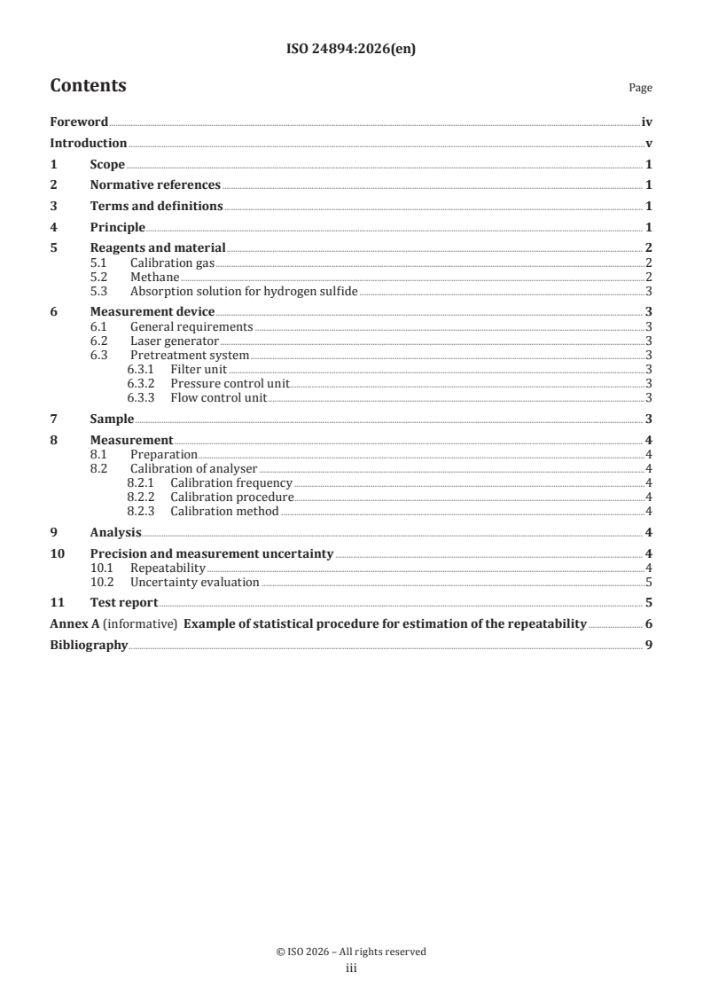 ISO 24894:2026 ISO 24894:2026 - Analysis of natural gas — Determination of sulfur compounds — Determination of hydrogen sulfide by laser absorption spectroscopy
Released:28. 01. 2026 - Page 3 preview
