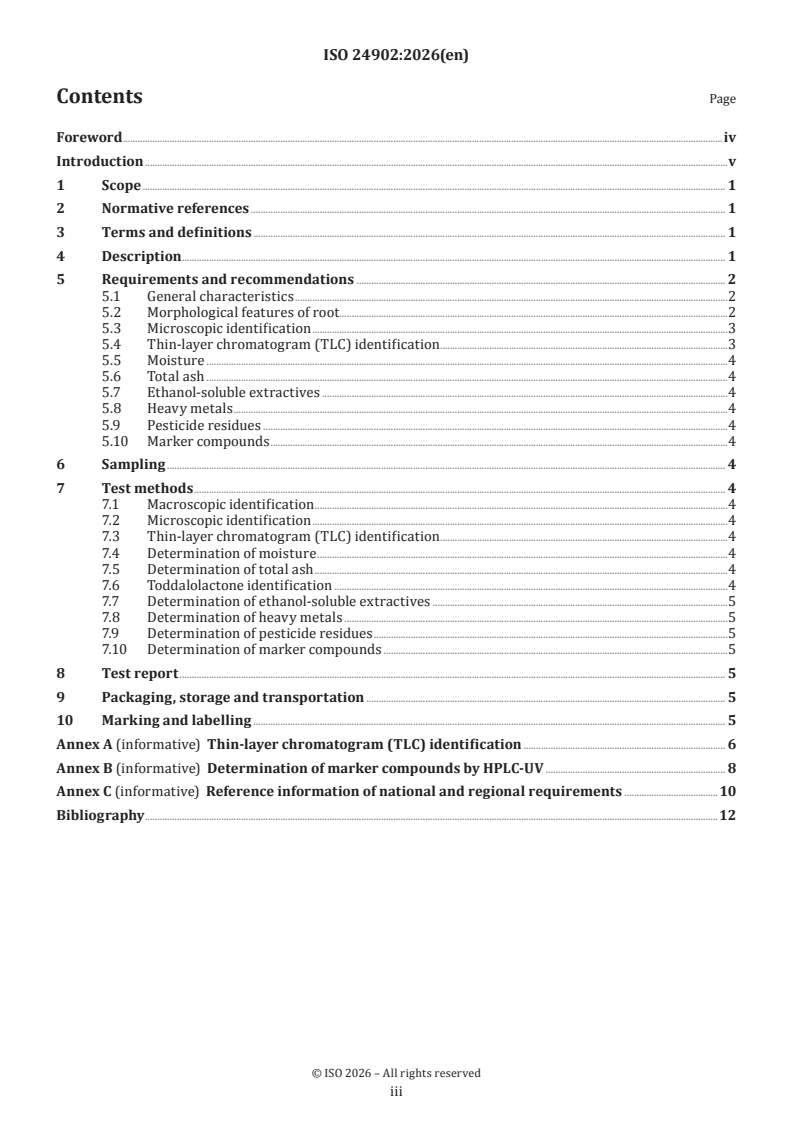 ISO 24902:2026 ISO 24902:2026 - Traditional Chinese medicine — Zanthoxylum nitidum root - Page 3 preview