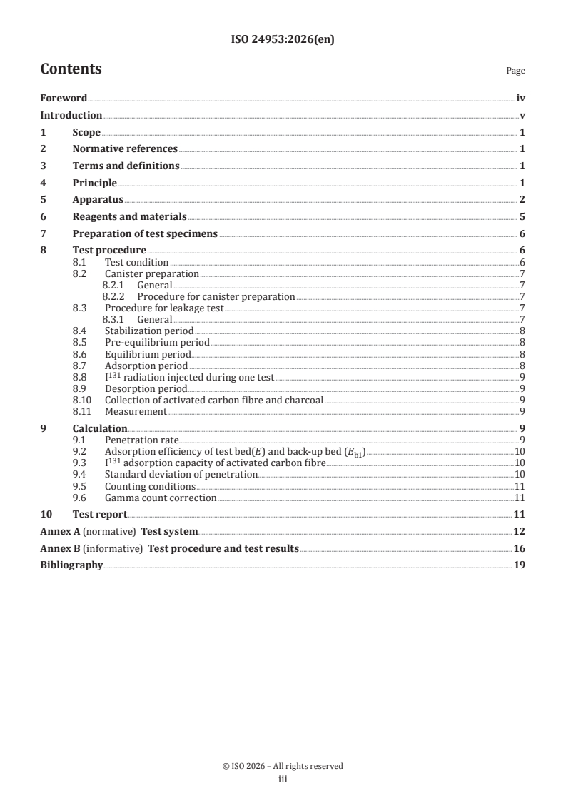 ISO 24953:2026 ISO 24953:2026 - Textiles — Determination of iodine isotope adsorption efficiency of activated carbon fibre - Page 3 preview