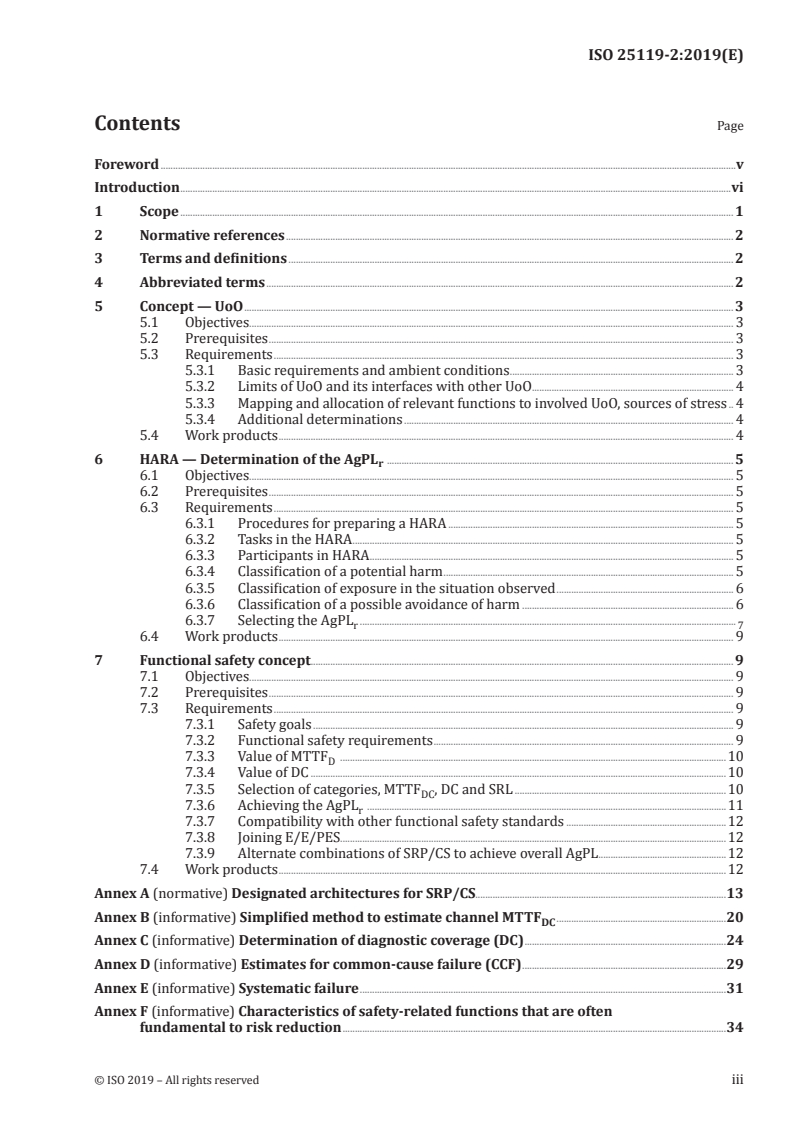 ISO 25119-2:2019 ISO 25119-2:2019 - Tractors and machinery for agriculture and forestry — Safety-related parts of control systems — Part 2: Concept phase/13/2019 - Page 3 preview