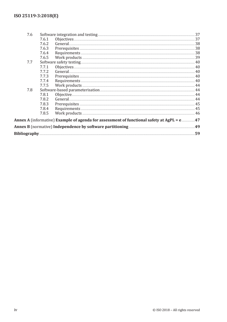 ISO 25119-3:2018 ISO 25119-3:2018 - Tractors and machinery for agriculture and forestry — Safety-related parts of control systems — Part 3: Series development, hardware and software/12/2018 - Page 4 preview