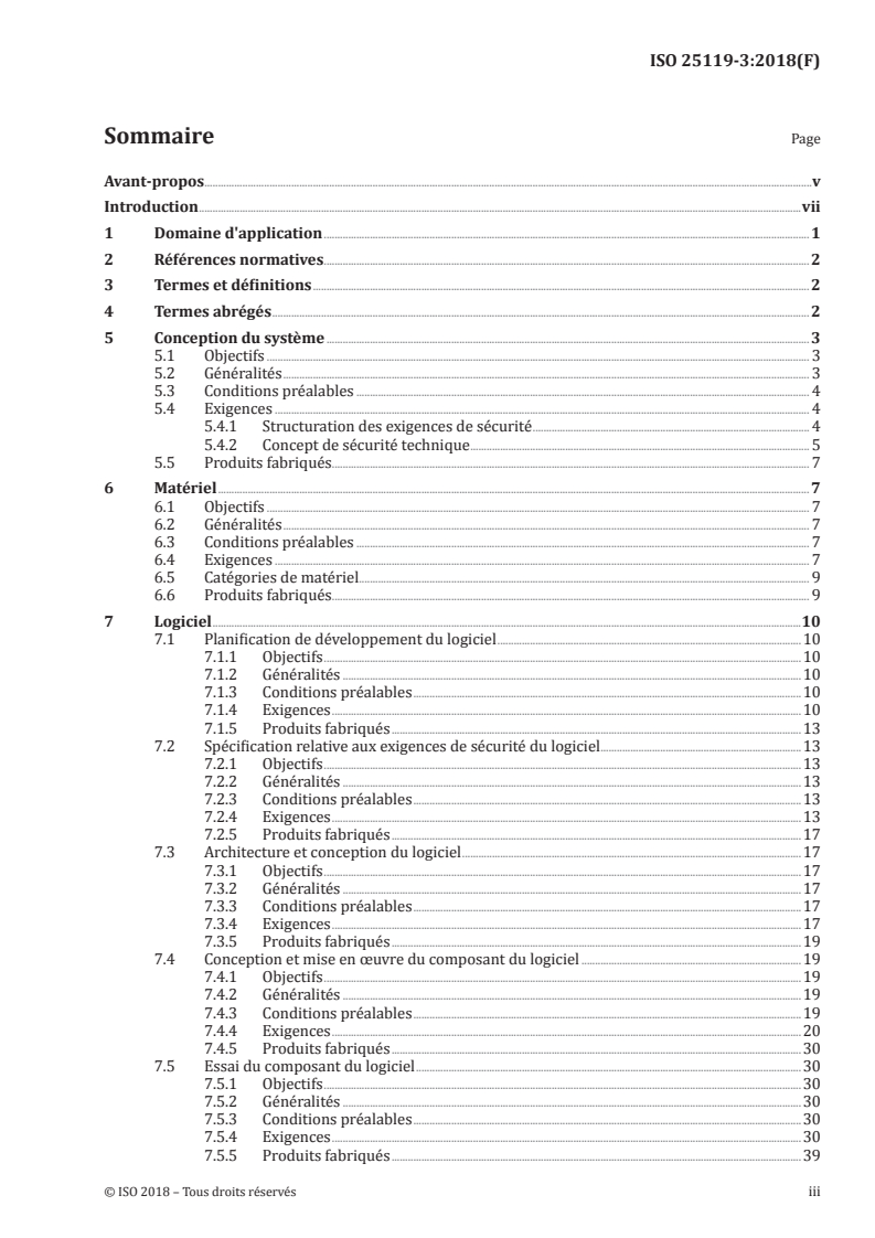 ISO 25119-3:2018 ISO 25119-3:2018 - Tracteurs et matériels agricoles et forestiers — Parties des systèmes de commande relatives à la sécurité — Partie 3: Développement en série, matériels et logiciels/12/2018 - Page 3 preview