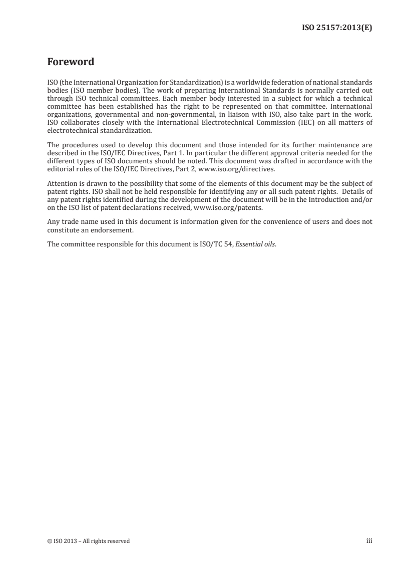 ISO 25157:2013 ISO 25157:2013 - Essential oil of rose, Chinese Kushui type (Rosa sertata x Rosa rugosa)/10/2013 - Page 3 preview