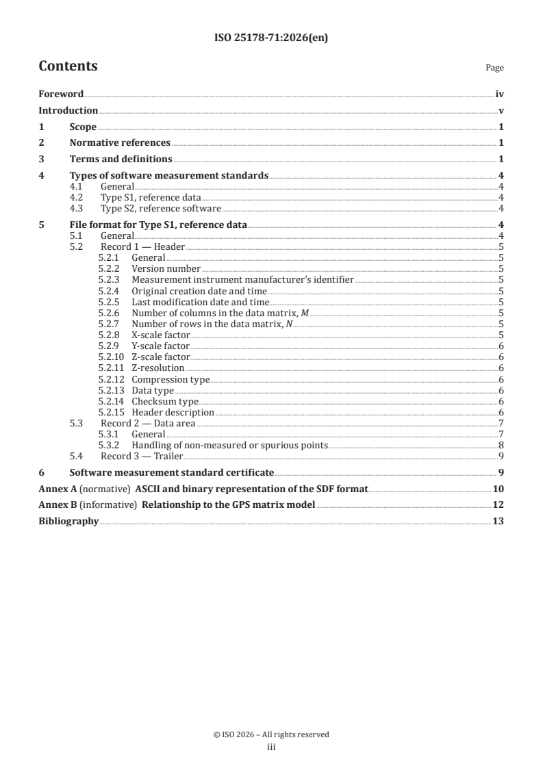 ISO 25178-71:2026 ISO 25178-71:2026 - Geometrical product specifications (GPS) — Surface texture: Areal — Part 71: SDF file format - Page 3 preview