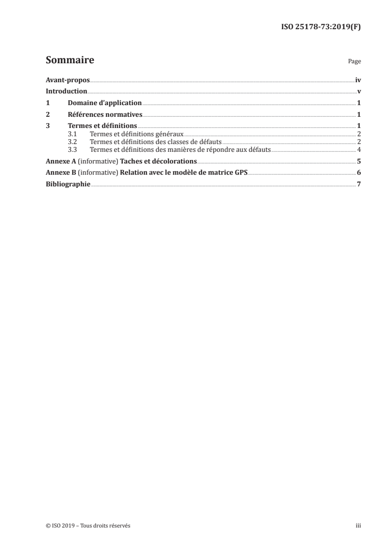 ISO 25178-73:2019 ISO 25178-73:2019 - Spécification géométrique des produits (GPS) — État de surface: surfacique — Partie 73: Termes et définitions pour les défauts de surface sur les mesures matérialisées/17/2019 - Page 3 preview