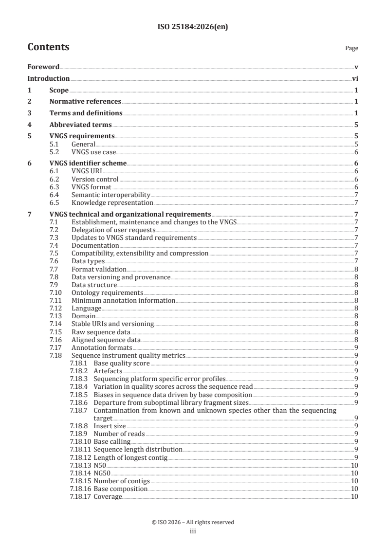 ISO 25184:2026 ISO 25184:2026 - Molecular biomarker analysis — Nucleotide sequencing — Verified next generation sequences (VNGS) - Page 3 preview