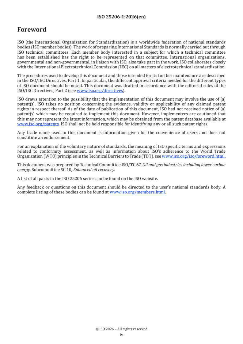 ISO 25206-1:2026 ISO 25206-1:2026 - Oil and gas industries including lower carbon energy — Enhanced oil recovery terms and definitions — Part 1: General vocabulary - Page 4 preview