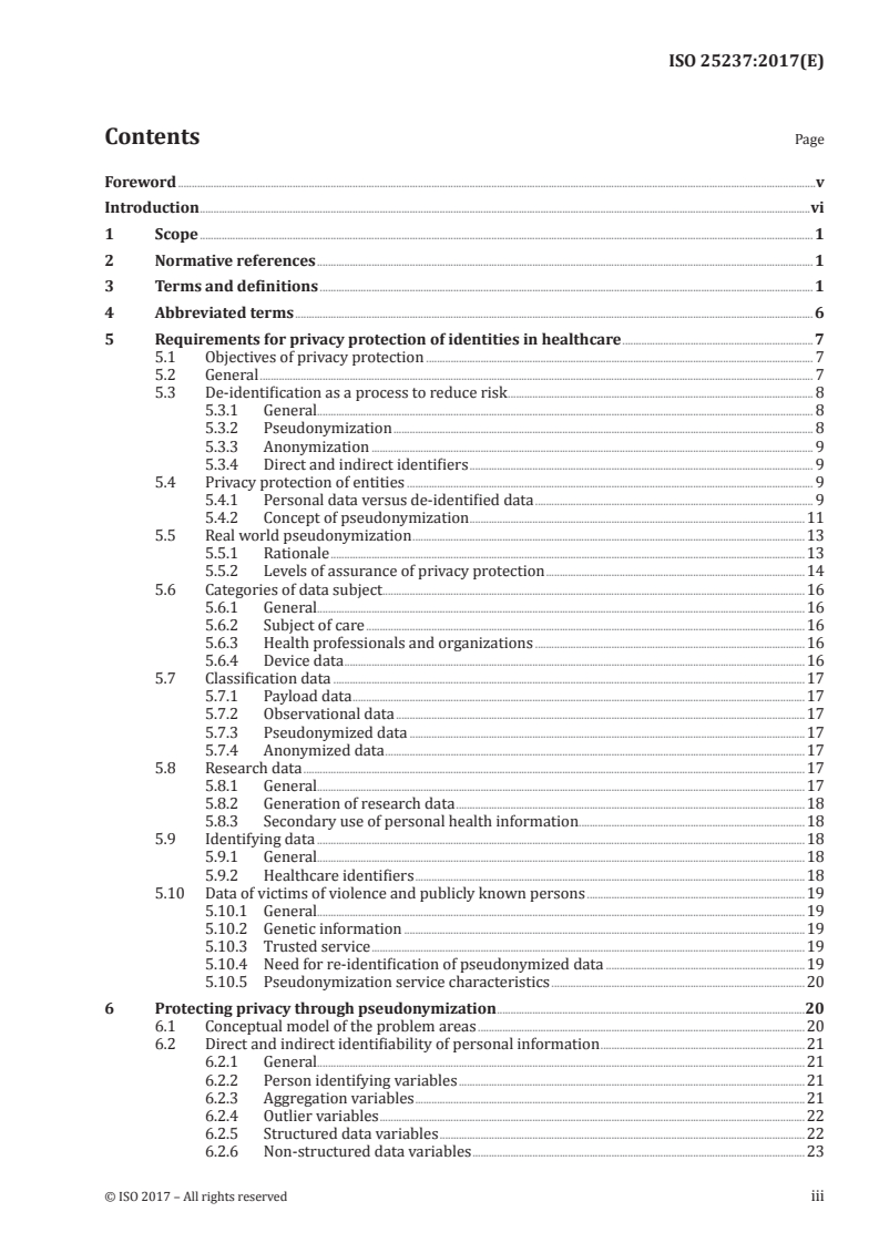 ISO 25237:2017 ISO 25237:2017 - Health informatics — Pseudonymization/3/2017 - Page 3 preview