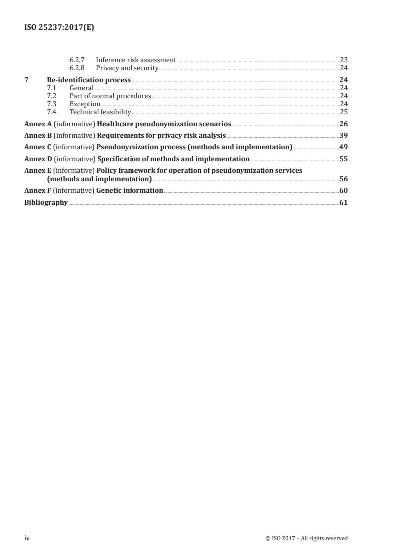 ISO 25237:2017 ISO 25237:2017 - Health informatics — Pseudonymization/3/2017 - Page 4 preview