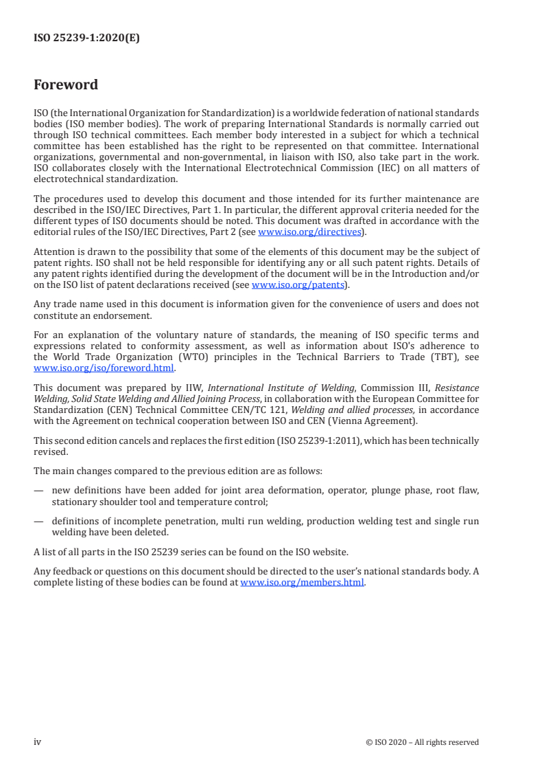 ISO 25239-1:2020 ISO 25239-1:2020 - Friction stir welding — Aluminium — Part 1: Vocabulary/1/2020 - Page 4 preview