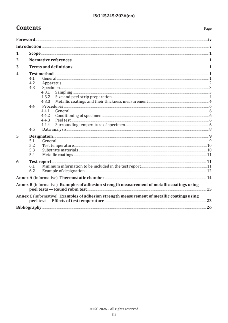 ISO 25245:2026 ISO 25245:2026 - Peel strength of metallic coatings on plastics — Designation and test method under controlled temperatures - Page 3 preview
