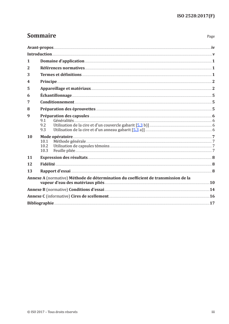SIST ISO 2528:2018 ISO 2528:2017 - Matériaux en feuilles — Détermination du coefficient de transmission de la vapeur d'eau — Méthode (de la capsule) par gravimétrie/13/2017 - Page 3 preview