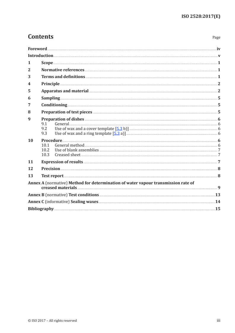 SIST ISO 2528:2018 ISO 2528:2017 - Sheet materials — Determination of water vapour transmission rate (WVTR) — Gravimetric (dish) method/13/2017 - Page 3 preview
