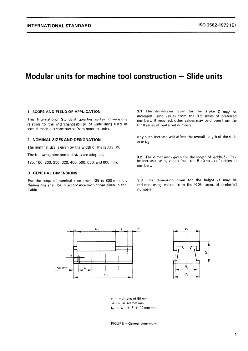 ISO 2562:1973 ISO 2562:1973 - Modular units for machine tool construction — Slide units/1/1973 - Page 3 preview