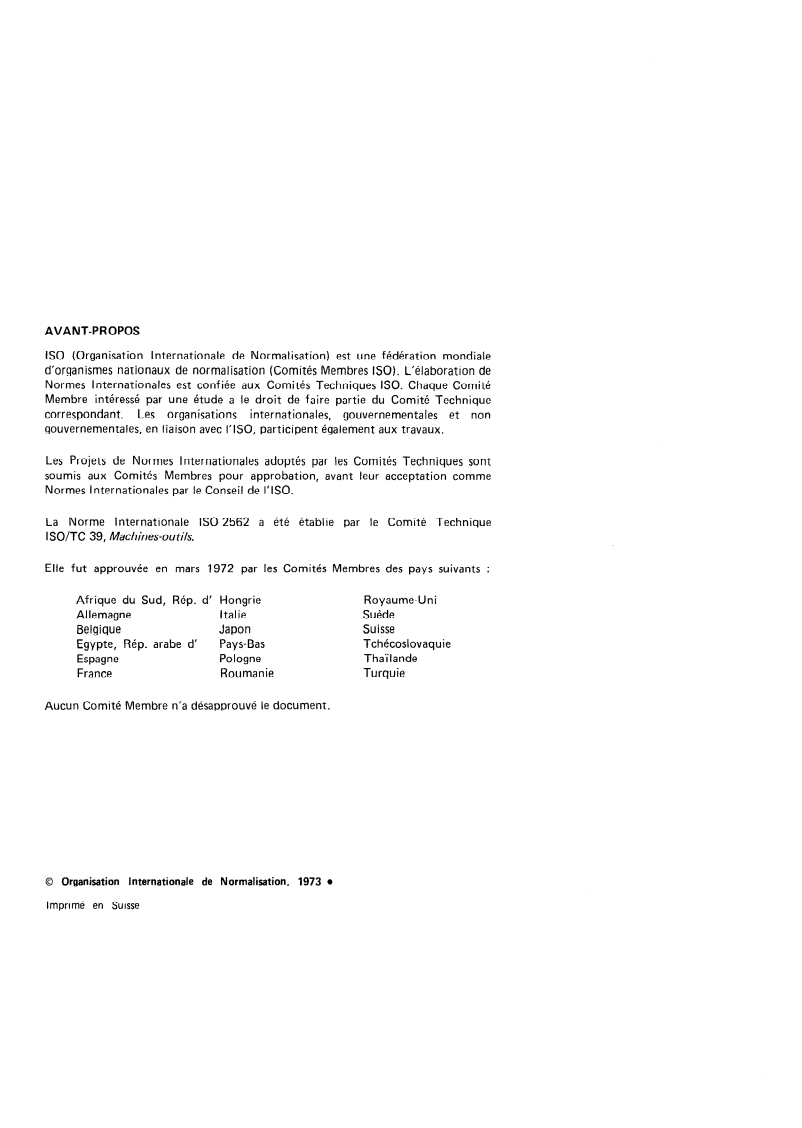 ISO 2562:1973 ISO 2562:1973 - Éléments standard pour la construction des machines-outils — Tables de déplacement rectiligne/1/1973 - Page 2 preview
