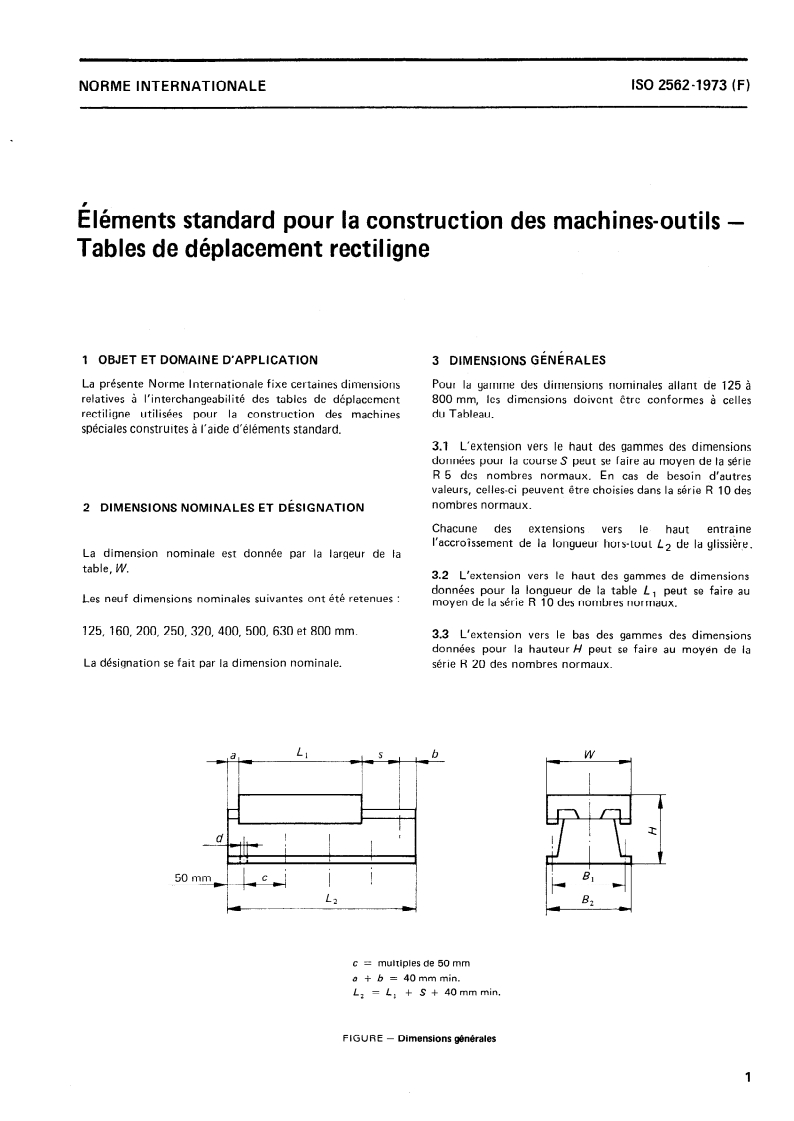 ISO 2562:1973 ISO 2562:1973 - Éléments standard pour la construction des machines-outils — Tables de déplacement rectiligne/1/1973 - Page 3 preview