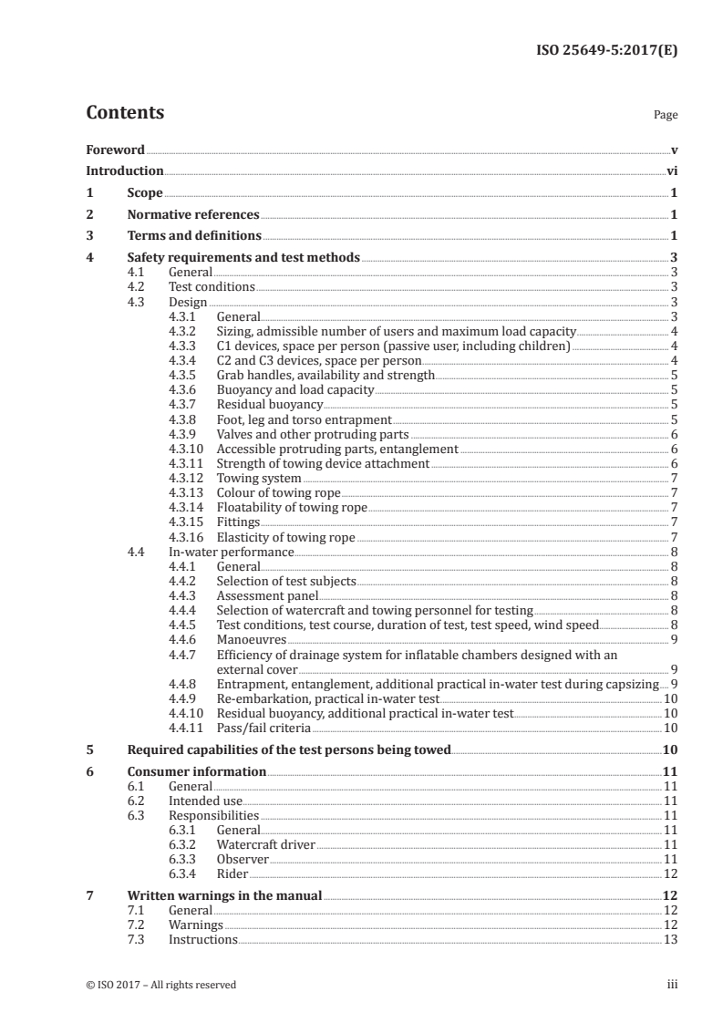 ISO 25649-5:2017 ISO 25649-5:2017 - Floating leisure articles for use on and in the water — Part 5: Additional specific safety requirements and test methods for Class C devices/31/2017 - Page 3 preview
