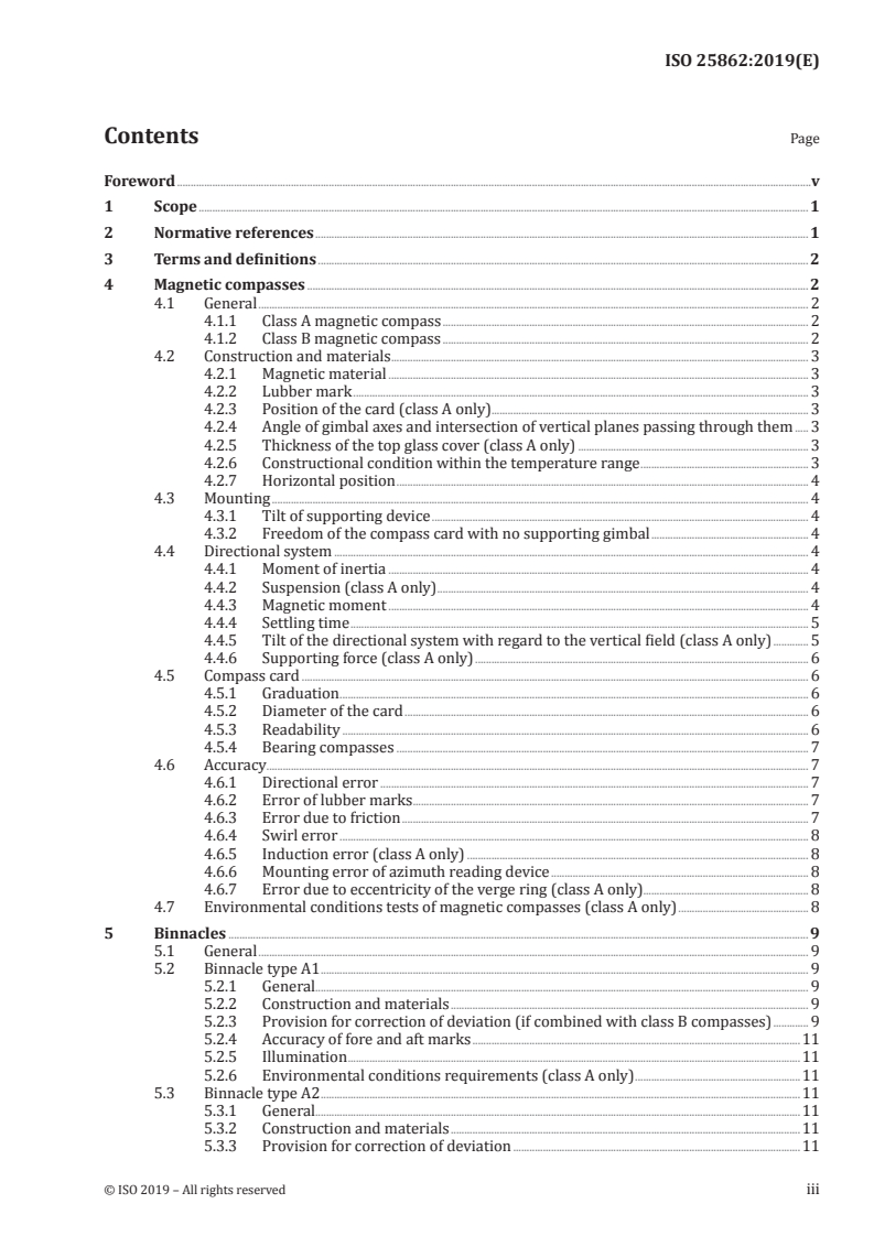 ISO 25862:2019 ISO 25862:2019 - Ships and marine technology — Marine magnetic compasses, binnacles and azimuth reading devices/12/2019 - Page 3 preview