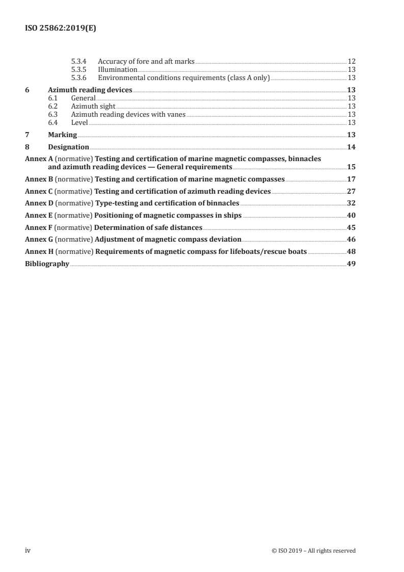 ISO 25862:2019 ISO 25862:2019 - Ships and marine technology — Marine magnetic compasses, binnacles and azimuth reading devices/12/2019 - Page 4 preview