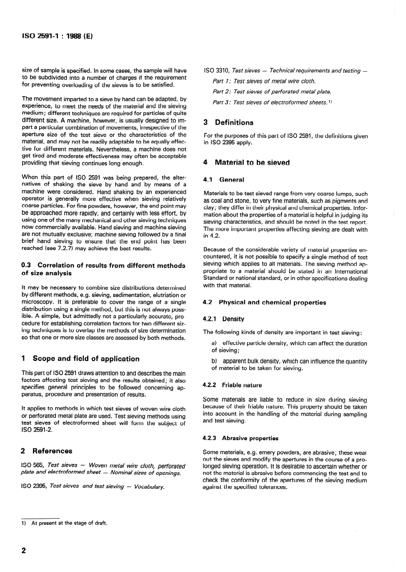 ISO 2591-1:1988 ISO 2591-1:1988 - Test sieving — Part 1: Methods using test sieves of woven wire cloth and perforated metal plate/15/1988 - Page 4 preview