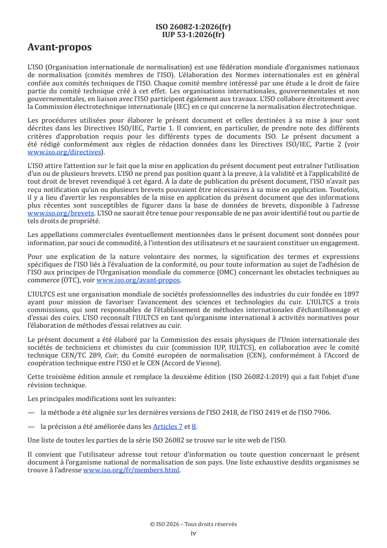 ISO 26082-1:2026 ISO 26082-1:2026 - Cuir — Méthodes d'essai physique et mécanique de détermination de la salissure — Partie 1: Méthode par frottement (Martindale) - Page 4 preview