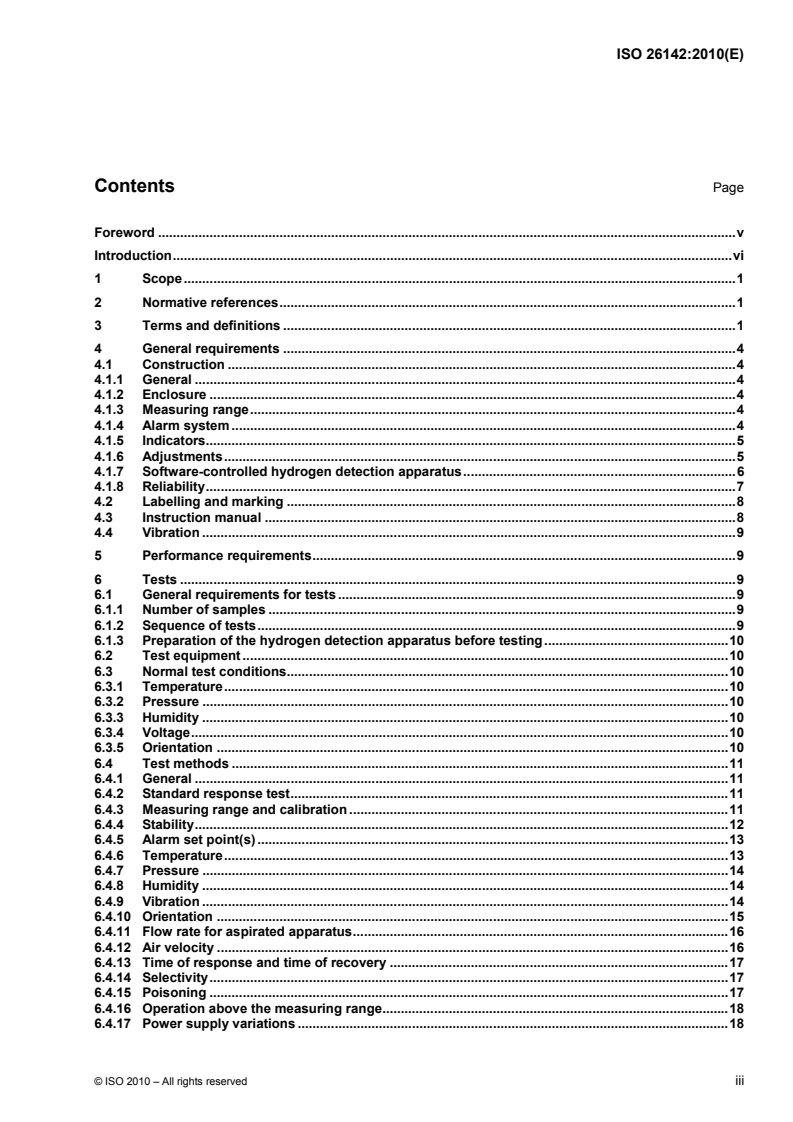 ISO 26142:2010 ISO 26142:2010 - Hydrogen detection apparatus — Stationary applications/14/2010 - Page 3 preview
