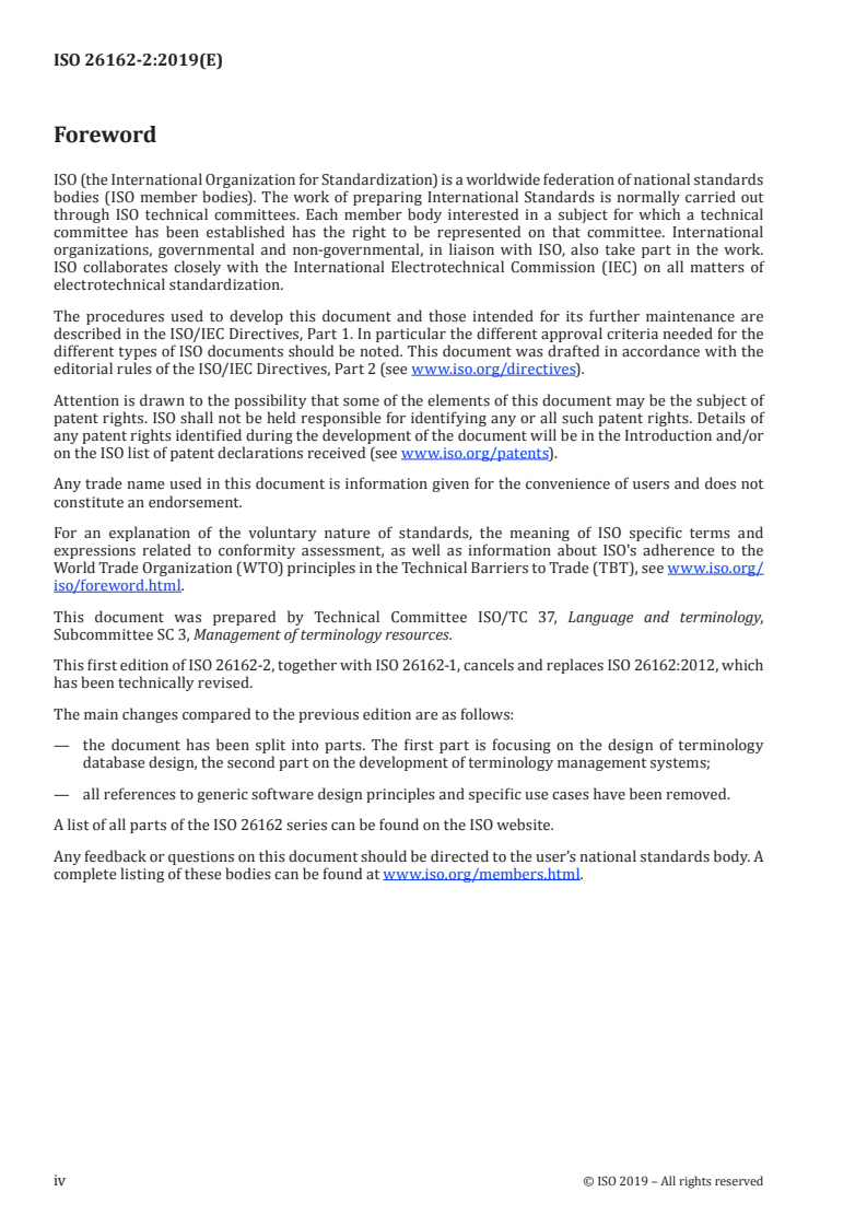 ISO 26162-2:2019 ISO 26162-2:2019 - Management of terminology resources — Terminology databases — Part 2: Software/12/2019 - Page 4 preview