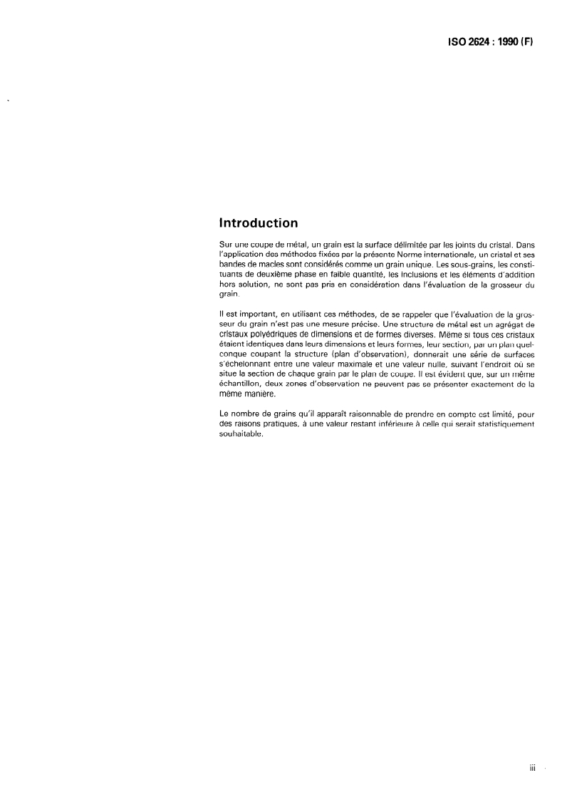 ISO 2624:1990 ISO 2624:1990 - Cuivre et alliages de cuivre — Évaluation de la dimension moyenne du grain/18/1990 - Page 3 preview