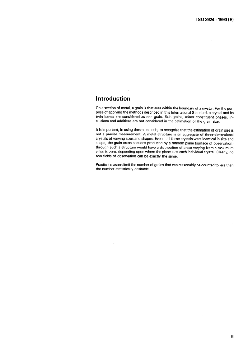 ISO 2624:1990 ISO 2624:1990 - Copper and copper alloys — Estimation of average grain size/18/1990 - Page 3 preview