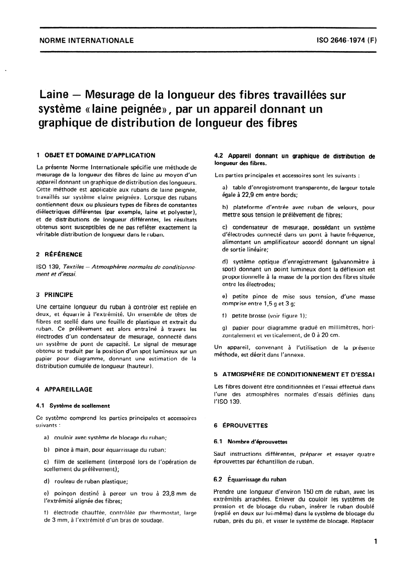 SIST ISO 2646:1995 ISO 2646:1974 - Laine — Mesurage de la longueur des fibres travaillées sur système "laine peignée", par un appareil donnant un graphique de distribution de longueur des fibres/1/1974 - Page 3 preview