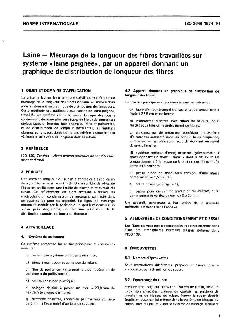 SIST ISO 2646:1995 ISO 2646:1974 - Laine — Mesurage de la longueur des fibres travaillées sur système "laine peignée", par un appareil donnant un graphique de distribution de longueur des fibres/1/1974 - Page 3 preview
